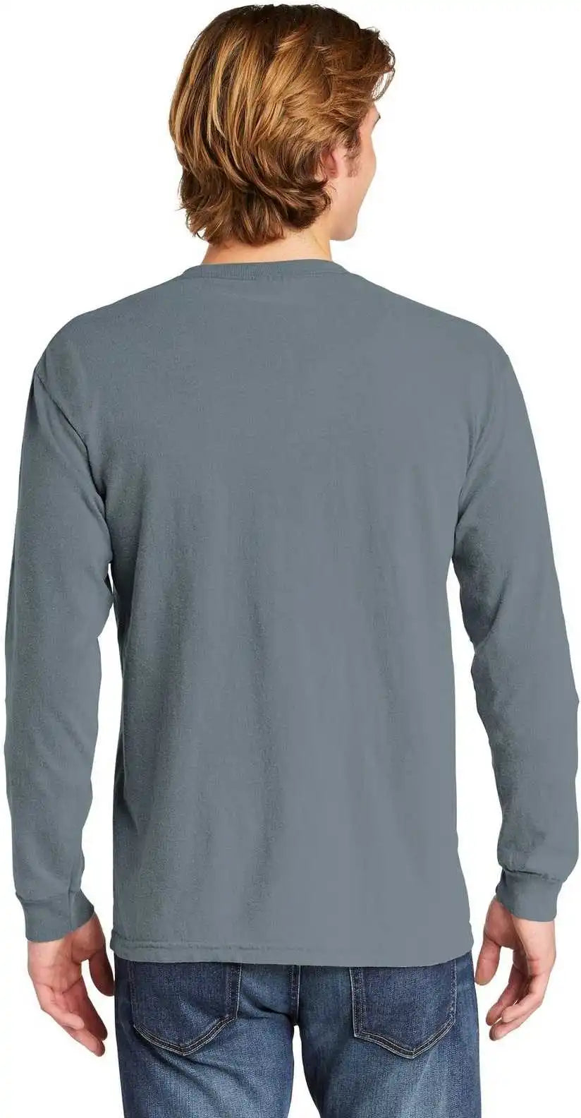 Comfort Colors 4410 Heavyweight Garment Dyed Long Sleeve Pocket Tee Granite
