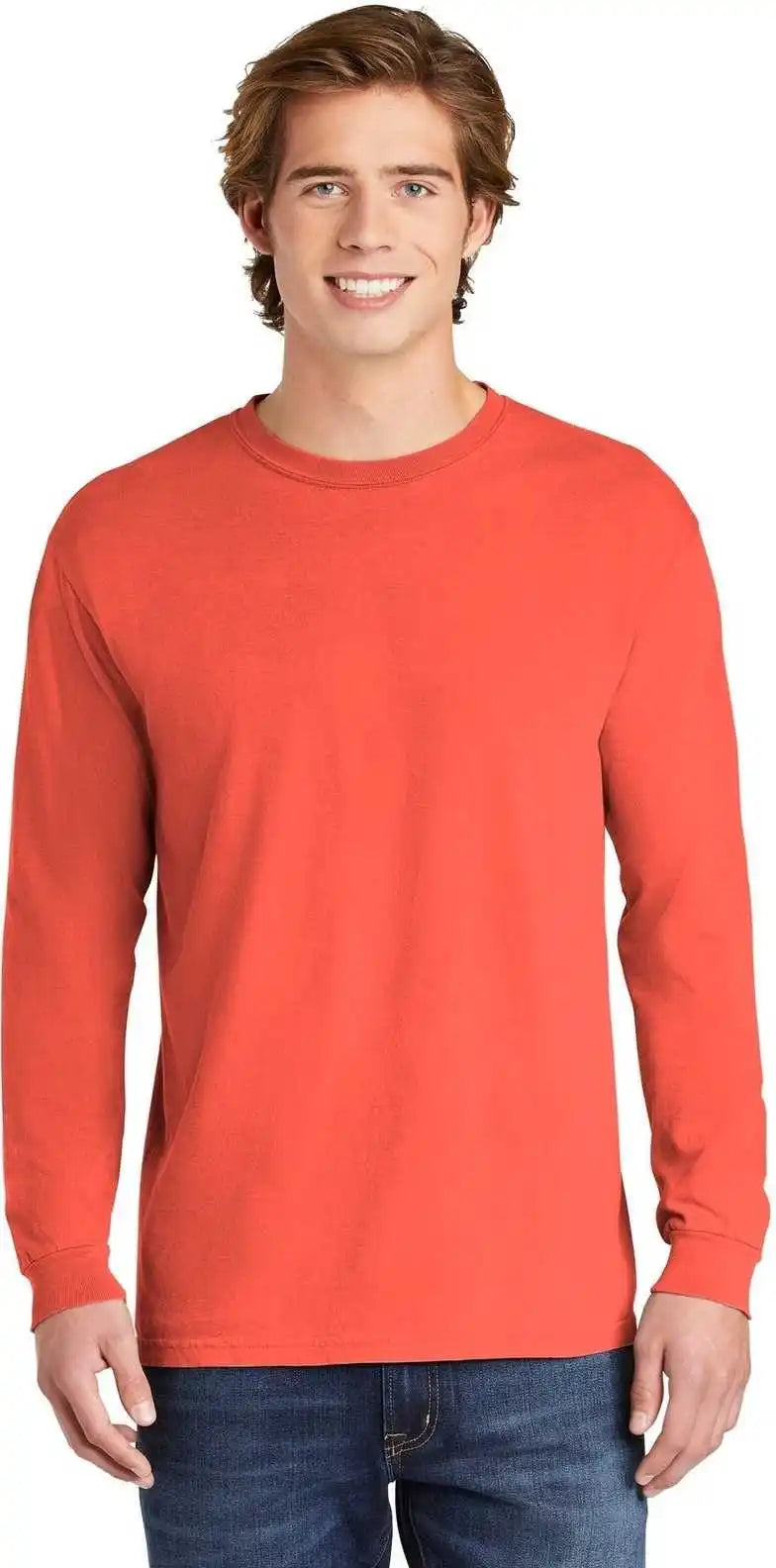 Comfort Colors 6014 Heavyweight Ring Spun Long Sleeve Tee Bright Salmon