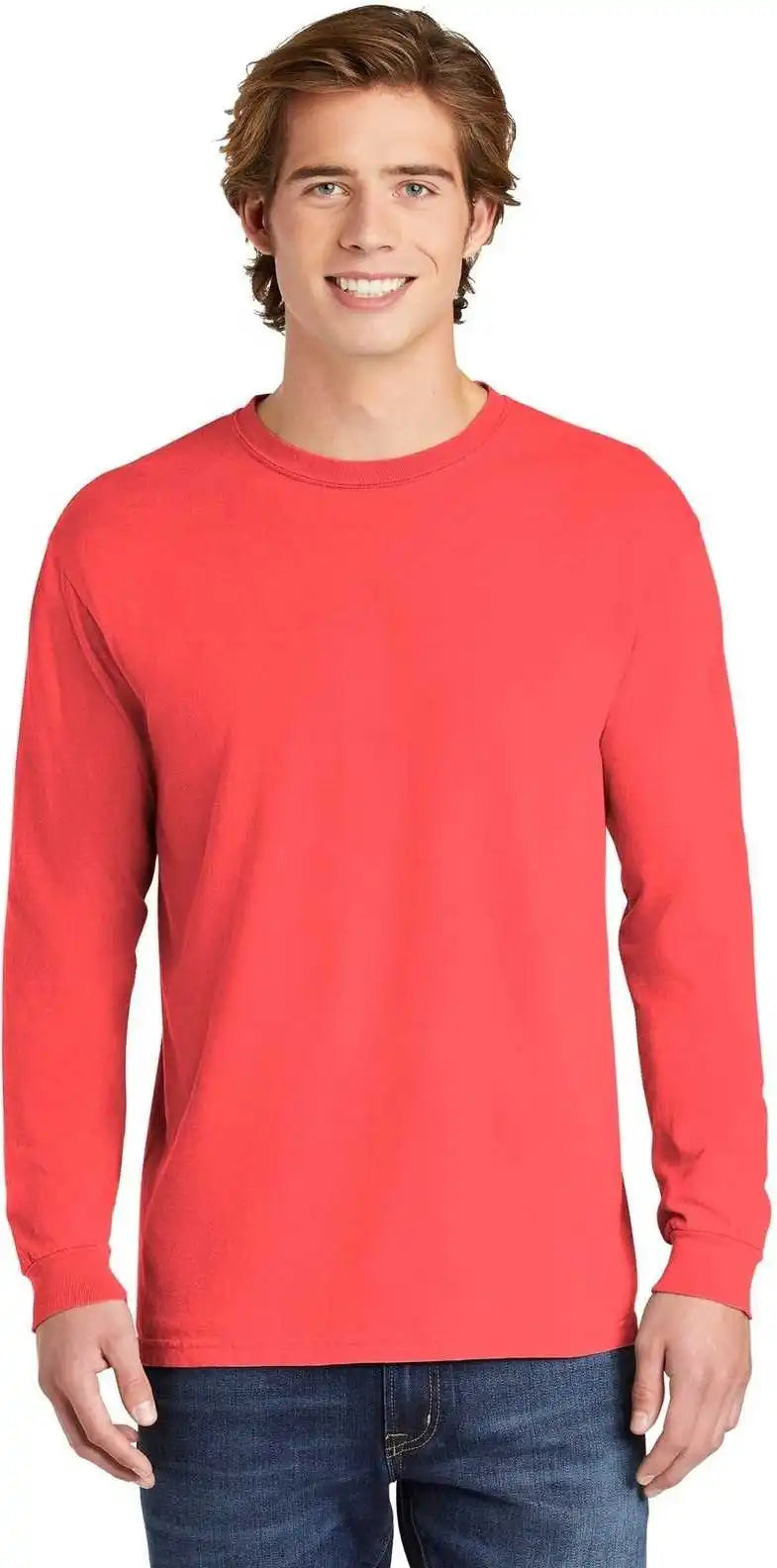 Comfort Colors 6014 Heavyweight Ring Spun Long Sleeve Tee - Neon Red Orange