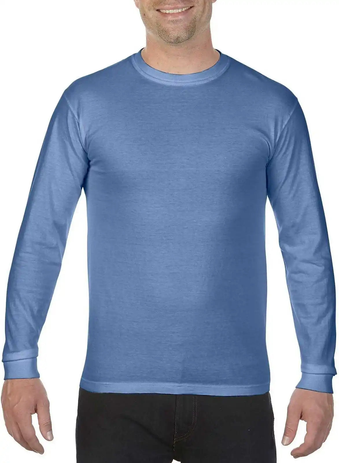 Comfort Colors 6014 Heavyweight Ring Spun Long Sleeve Tee Washed Denim