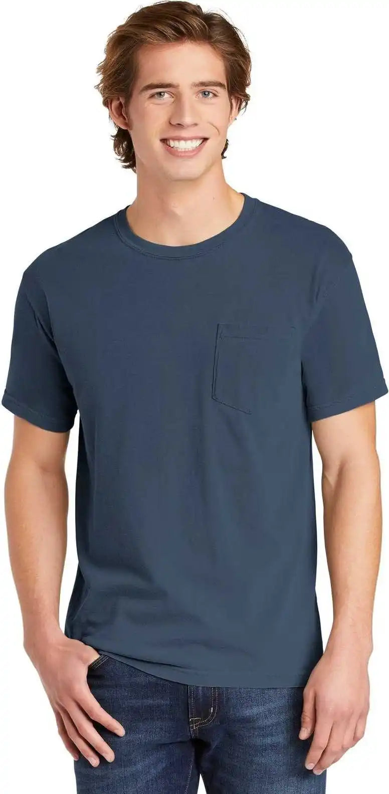 Comfort Colors 6030 Heavyweight Ring Spun Pocket Tee Blue Jean