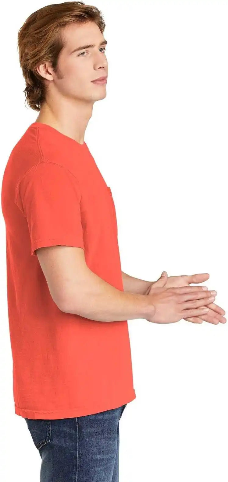 Comfort Colors 6030 Heavyweight Ring Spun Pocket Tee Bright Salmon