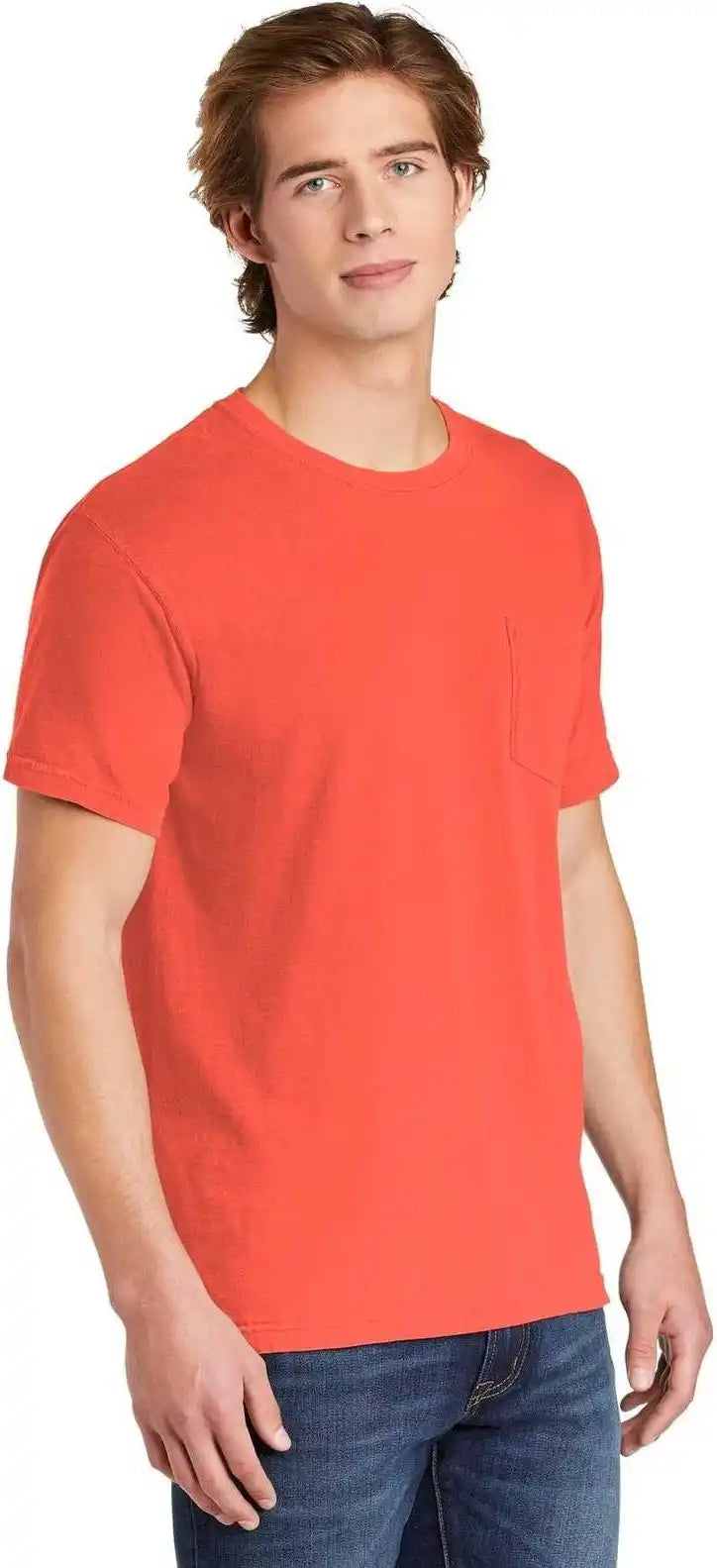Comfort Colors 6030 Heavyweight Ring Spun Pocket Tee Bright Salmon