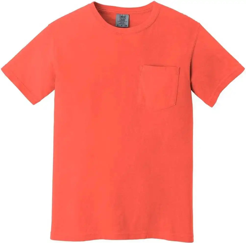 Comfort Colors 6030 Heavyweight Ring Spun Pocket Tee Bright Salmon
