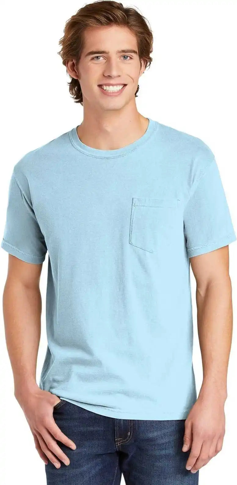 Comfort Colors 6030 Heavyweight Ring Spun Pocket Tee - Chambray