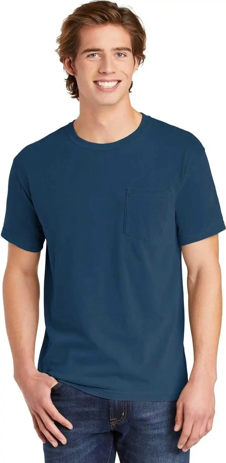 Comfort Colors 6030 Heavyweight Ring Spun Pocket Tee China Blue