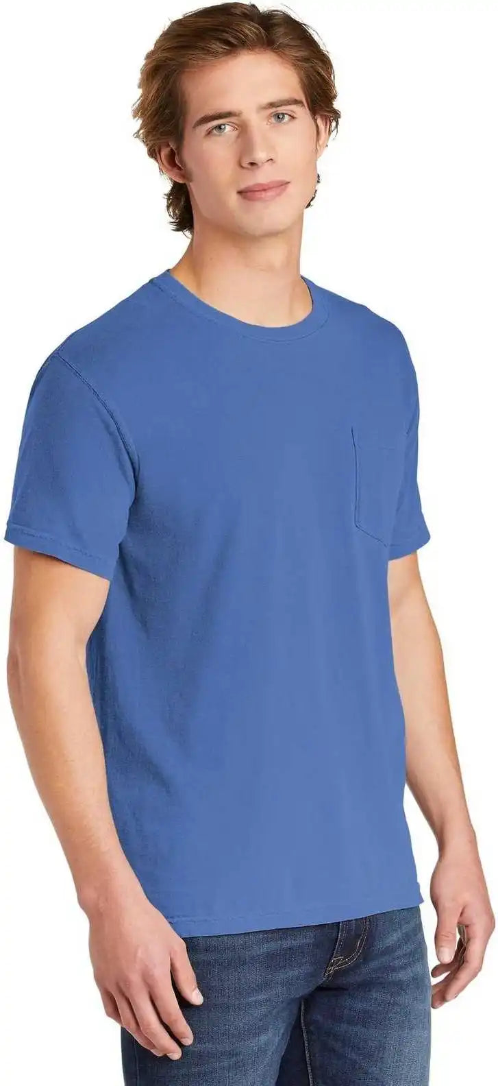 Comfort Colors 6030 Heavyweight Ring Spun Pocket Tee Flo Blue