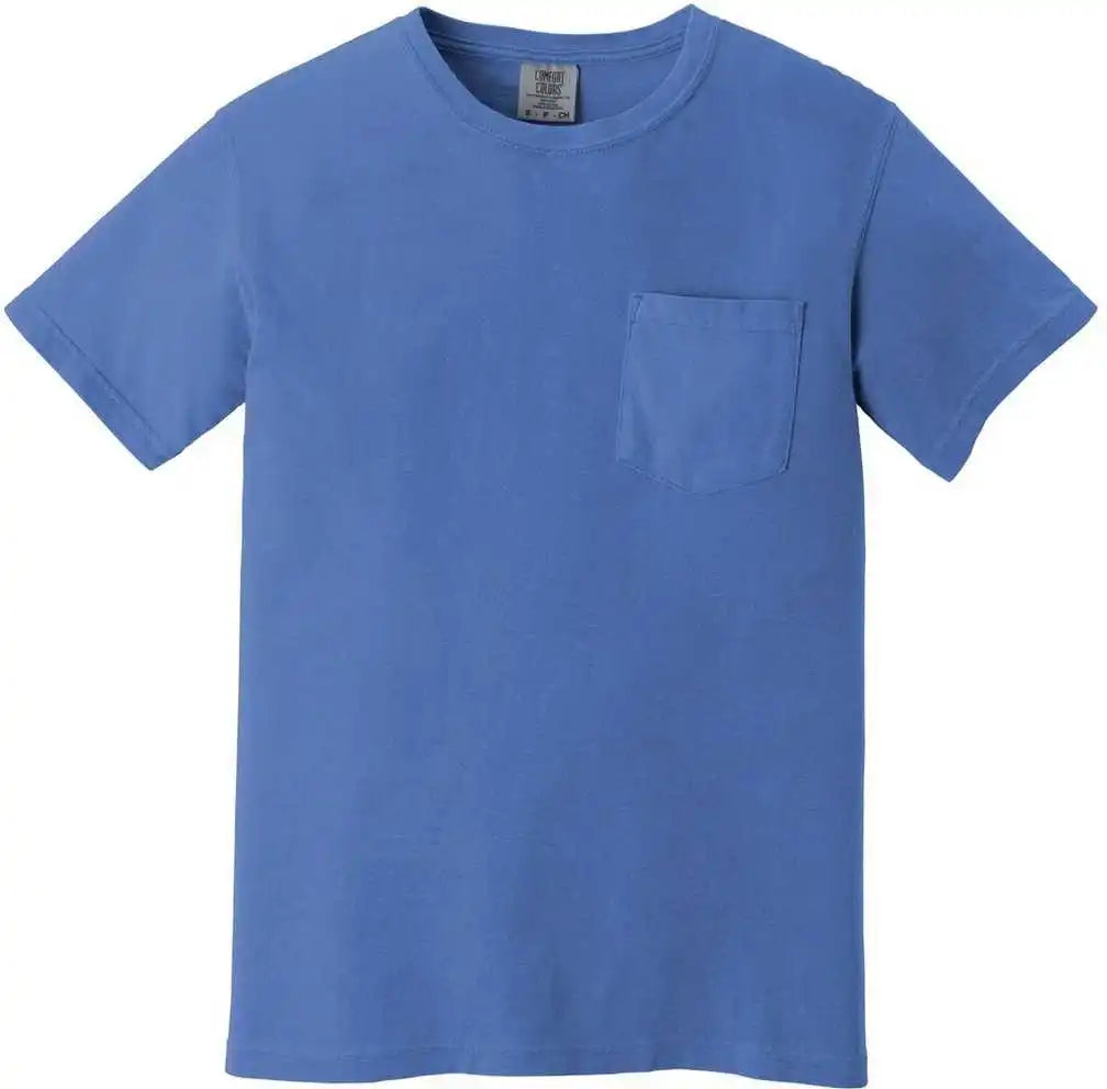 Comfort Colors 6030 Heavyweight Ring Spun Pocket Tee Flo Blue