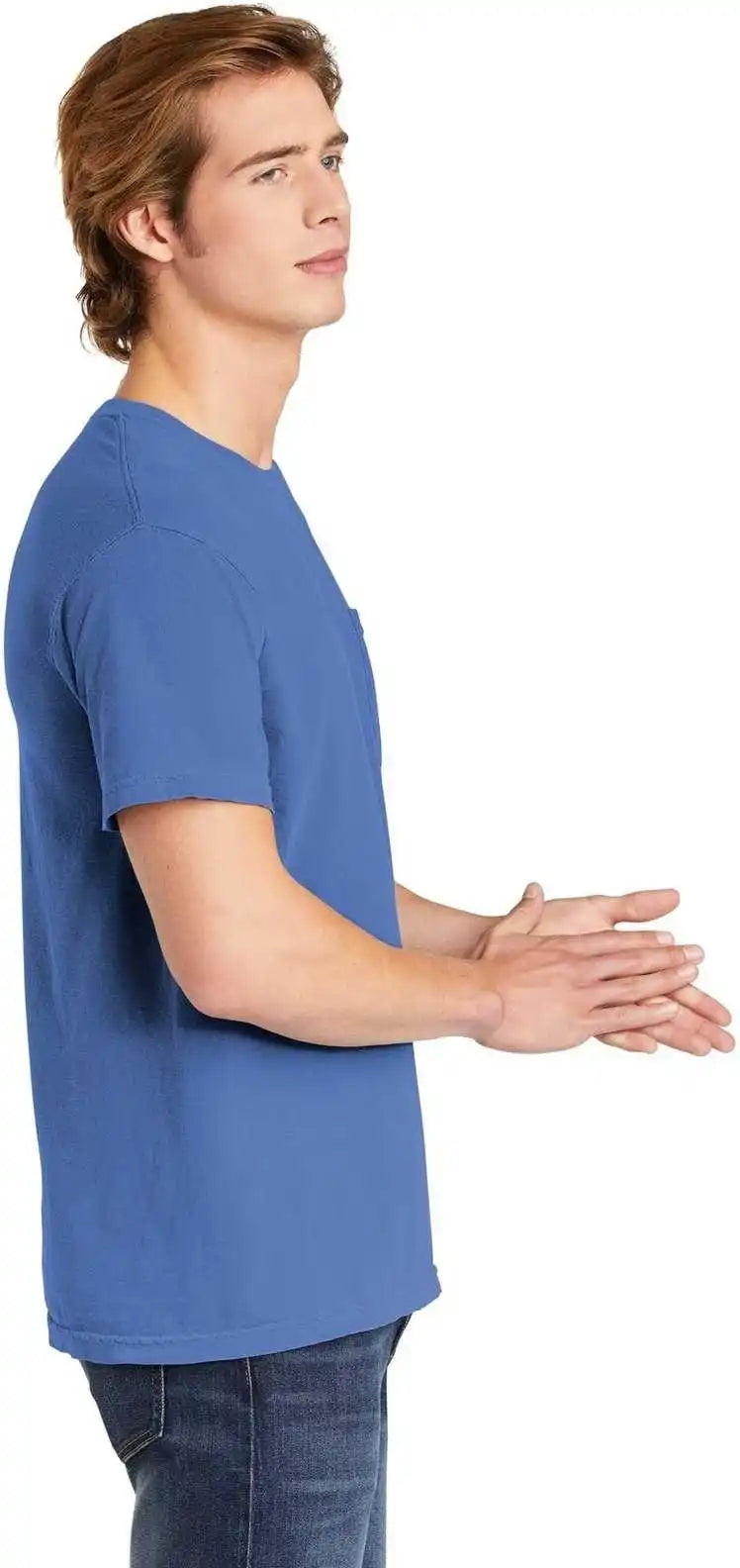 Comfort Colors 6030 Heavyweight Ring Spun Pocket Tee Flo Blue