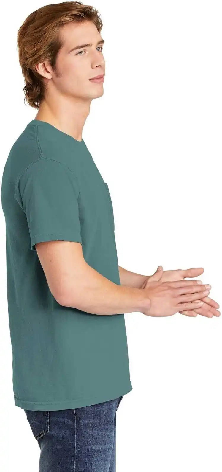 Comfort Colors 6030 Heavyweight Ring Spun Pocket Tee Ice Blue
