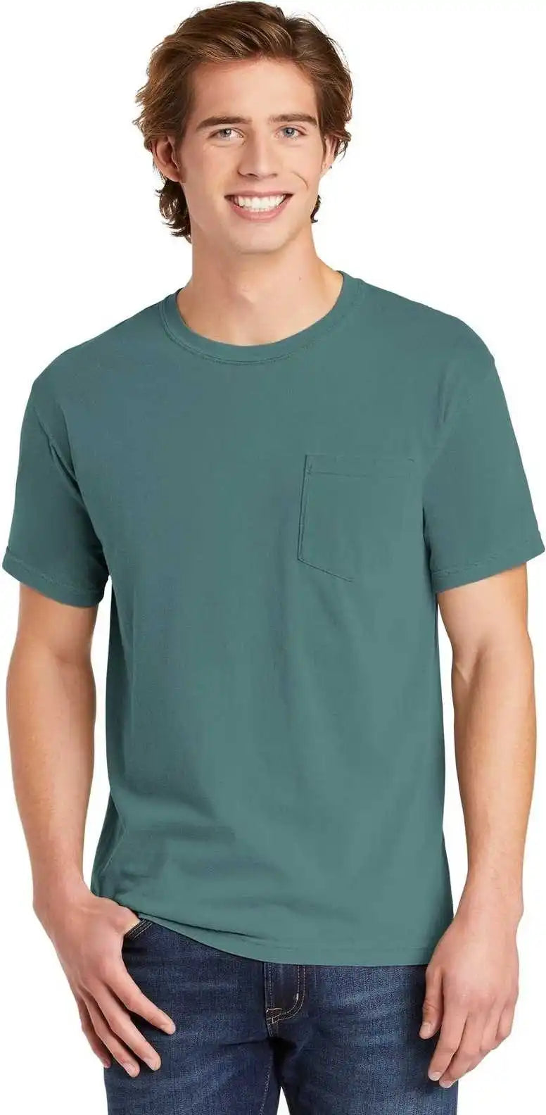 Comfort Colors 6030 Heavyweight Ring Spun Pocket Tee Ice Blue