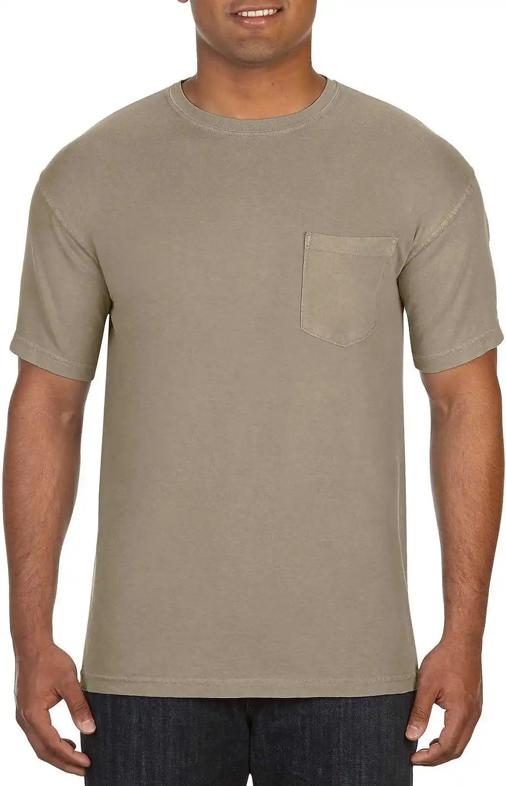 Comfort Colors 6030 Heavyweight Ring Spun Pocket Tee Khaki