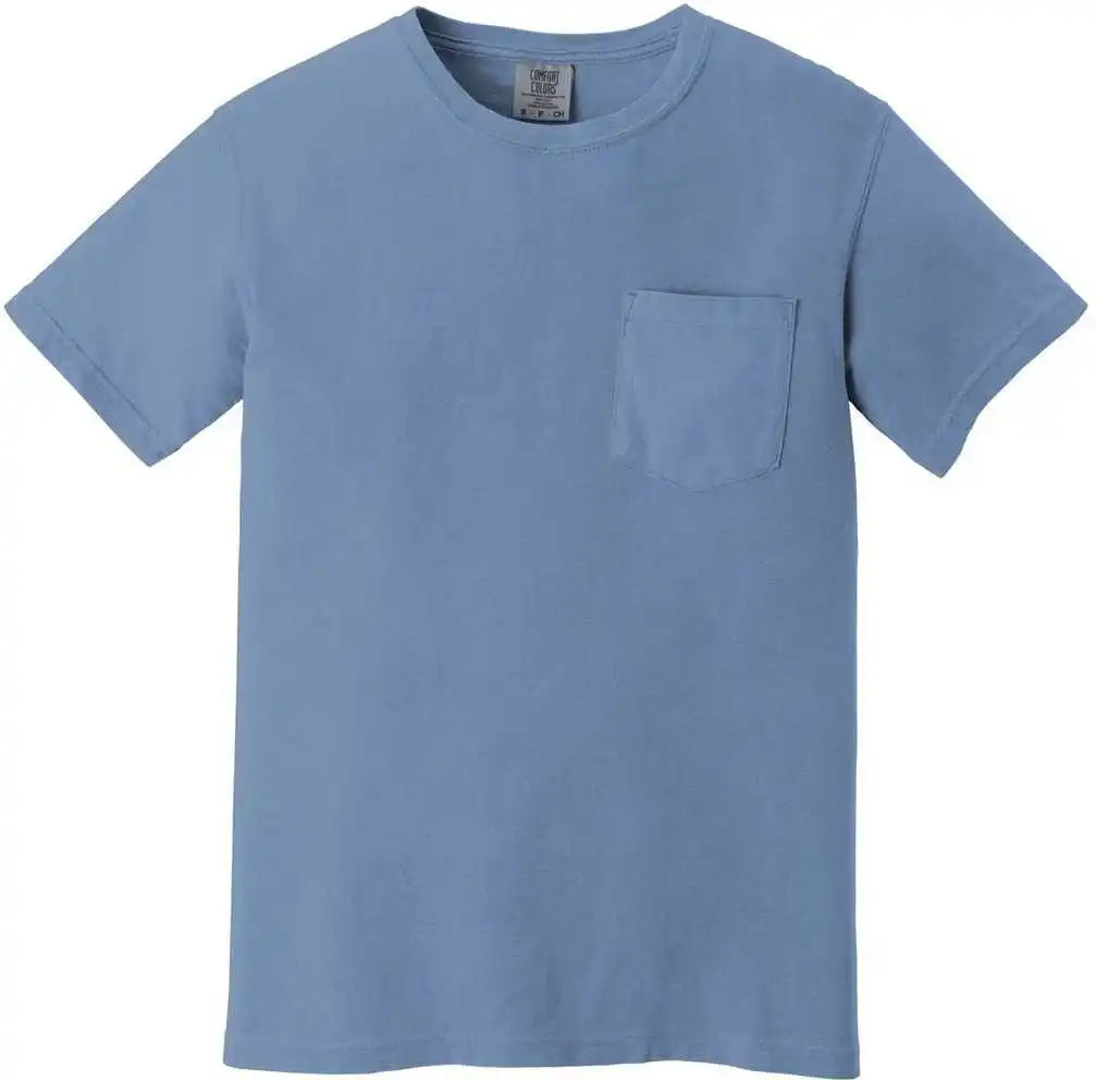 Comfort Colors 6030 Heavyweight Ring Spun Pocket Tee Washed Denim