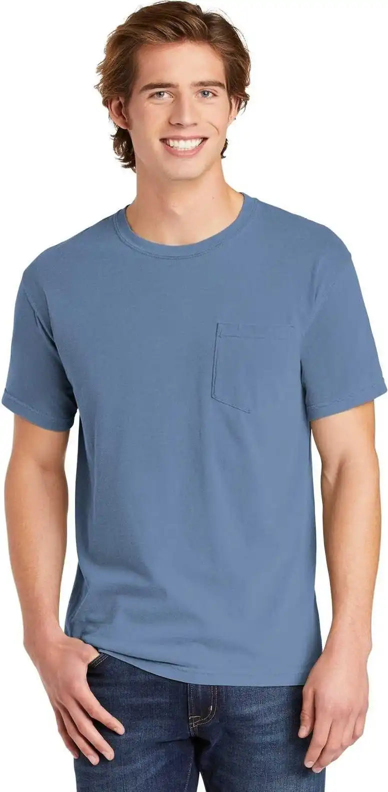 Comfort Colors 6030 Heavyweight Ring Spun Pocket Tee Washed Denim