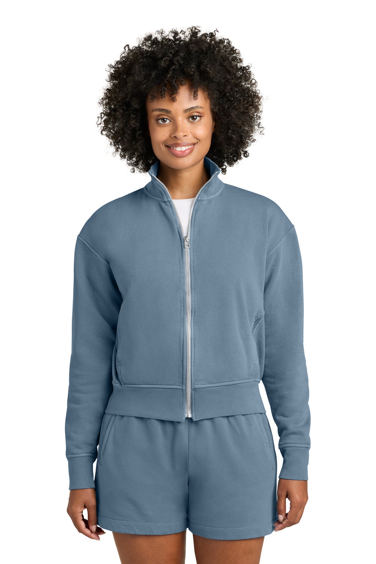Front view of Blue Jean Comfort Colors 1570L Women's Garment-Dyed Full-Zip Jacket