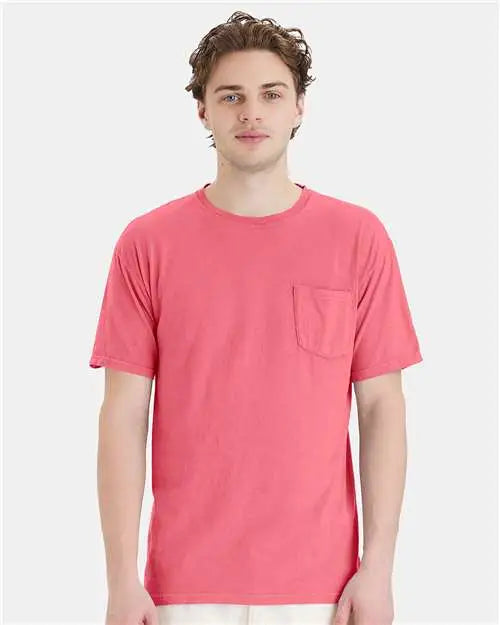 Comfortwash by Hanes Gdh150 Garment-dyed Pocket T-shirt - Coral Craze
