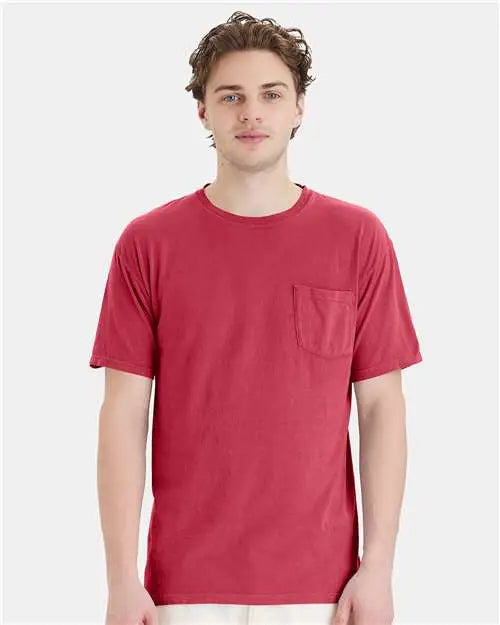 Comfortwash by Hanes Gdh150 Garment-dyed Pocket T-shirt - Crimson Fall