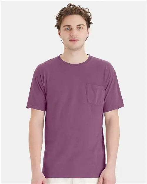 Comfortwash by Hanes Gdh150 Garment-dyed Pocket T-shirt - Purple Plum Raisin