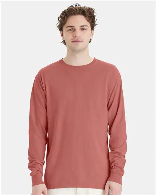 Comfortwash by Hanes Gdh200 Garment-dyed Long Sleeve T-shirt - Nantucket Red