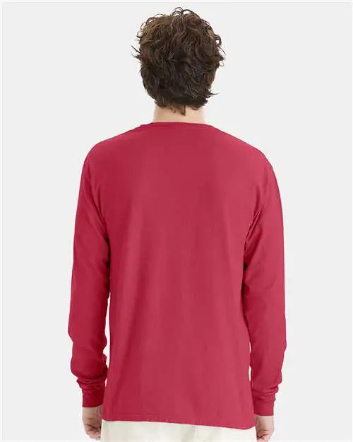 Comfortwash by Hanes Gdh200 Garment-dyed Long Sleeve T-shirt - Crimson Fall