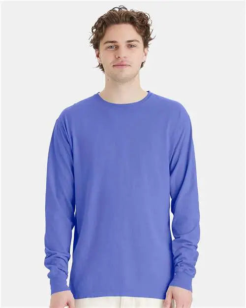 Comfortwash by Hanes Gdh200 Garment-dyed Long Sleeve T-shirt - Deep Forte Blue
