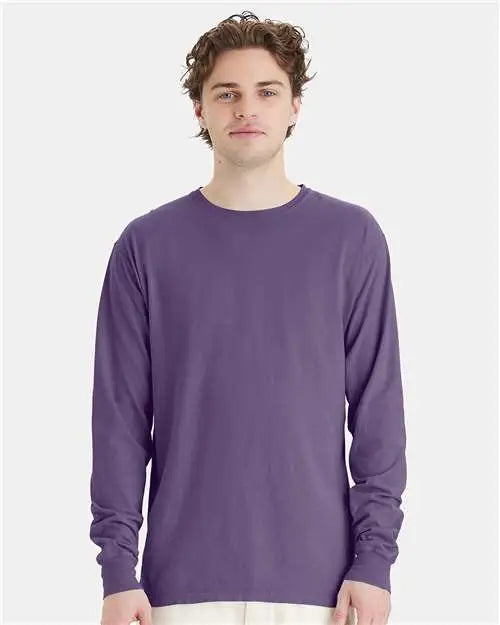 Comfortwash by Hanes Gdh200 Garment-dyed Long Sleeve T-shirt - Grape Soda