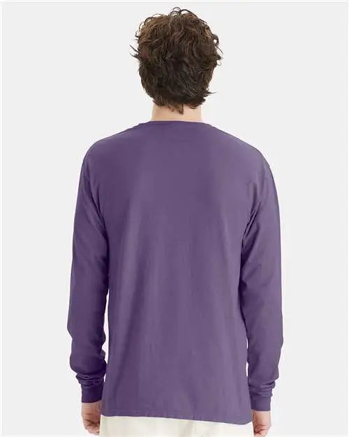 Comfortwash by Hanes Gdh200 Garment-dyed Long Sleeve T-shirt - Grape Soda