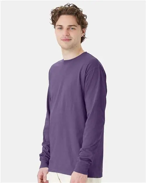 Comfortwash by Hanes Gdh200 Garment-dyed Long Sleeve T-shirt - Grape Soda