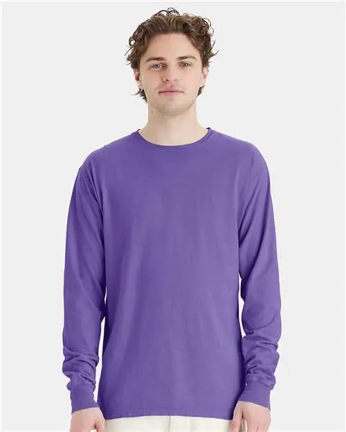Comfortwash by Hanes Gdh200 Garment-dyed Long Sleeve T-shirt - Lavender - s