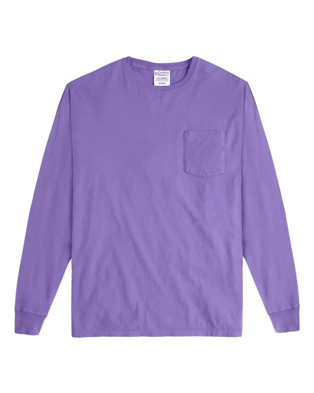 Comfortwash by Hanes Gdh250 Garment-dyed Long Sleeve T-shirt with a Pocket - Lavender - s