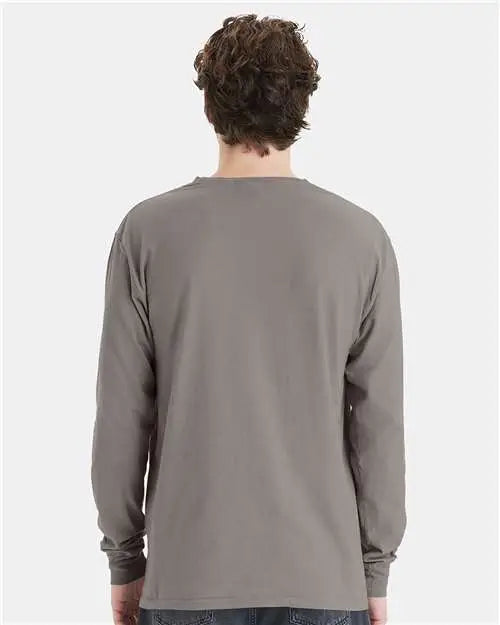 Comfortwash by Hanes Gdh250 Garment-dyed Long Sleeve T-shirt with a Pocket - Concrete Grey