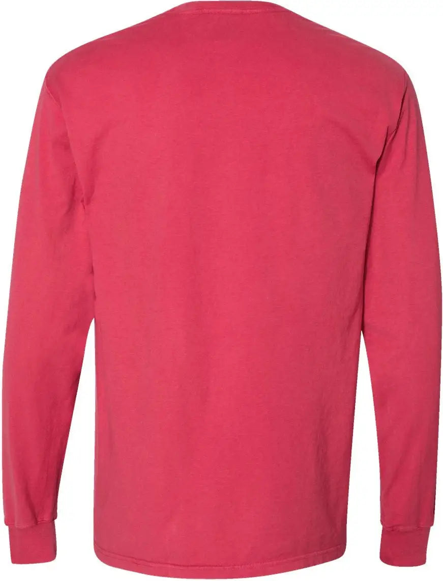 Comfortwash by Hanes Gdh250 Garment-dyed Long Sleeve T-shirt with a Pocket - Crimson Fall