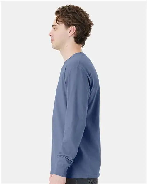 Comfortwash by Hanes Gdh250 Garment-dyed Long Sleeve T-shirt with a Pocket - Saltwater
