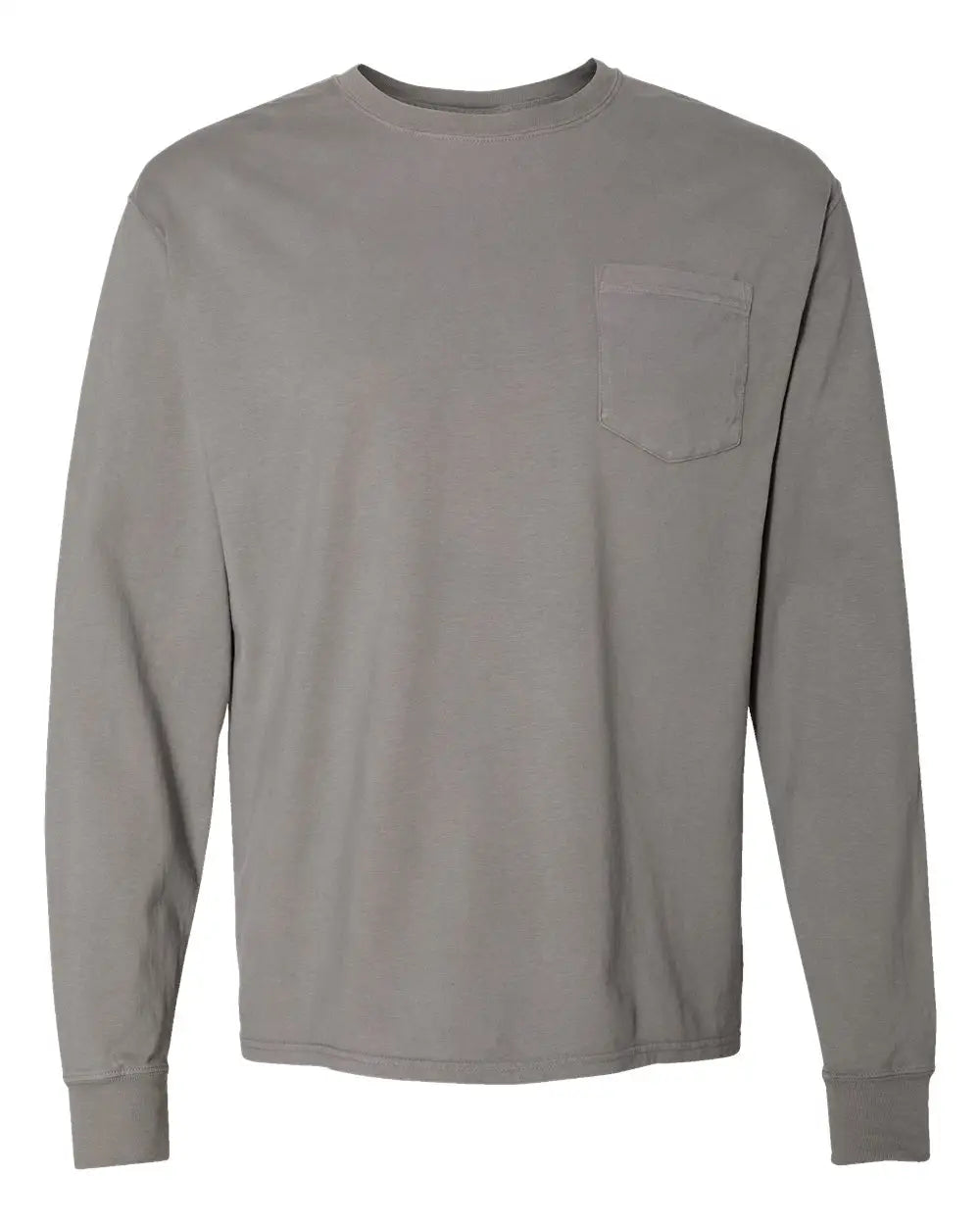 Comfortwash by Hanes Gdh250 Garment-dyed Long Sleeve T-shirt with a Pocket - Concrete Grey - Gray / s