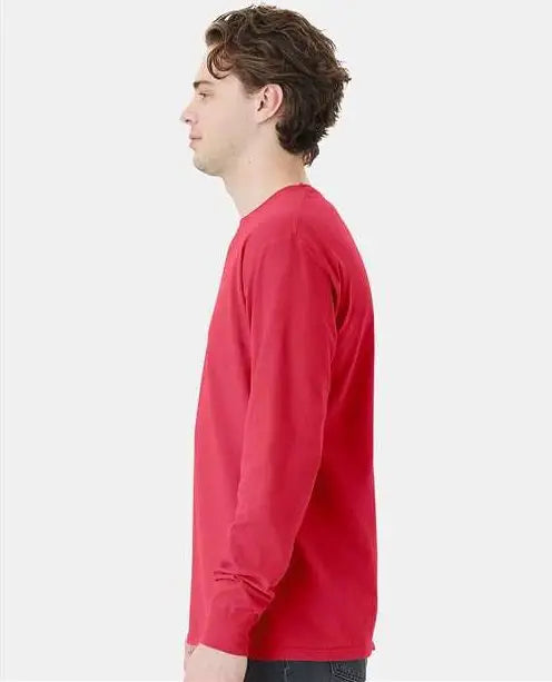 Comfortwash by Hanes Gdh250 Garment-dyed Long Sleeve T-shirt with a Pocket - Crimson Fall