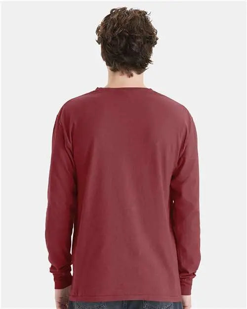 Comfortwash by Hanes Gdh250 Garment-dyed Long Sleeve T-shirt with a Pocket - Cayenne