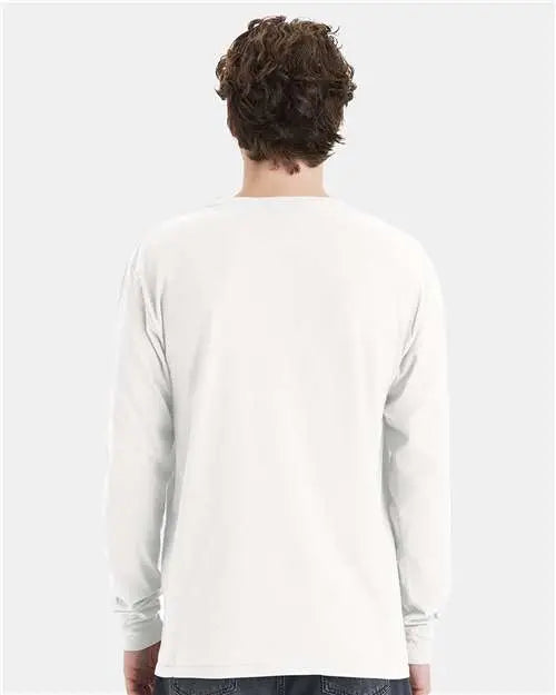 Comfortwash by Hanes Gdh250 Garment-dyed Long Sleeve T-shirt with a Pocket - White