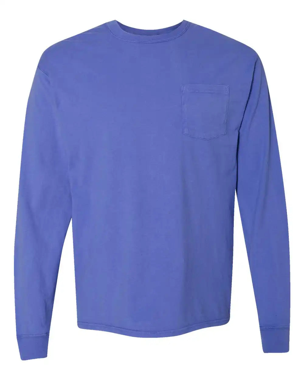 Comfortwash by Hanes Gdh250 Garment-dyed Long Sleeve T-shirt with a Pocket - Deep Forte Blue - s