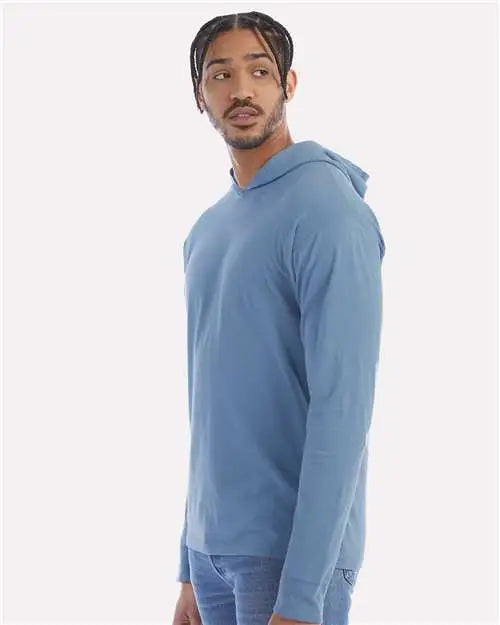 Comfortwash by Hanes Gdh280 Garment-dyed Jersey Hooded Long Sleeve T-shirt - Saltwater