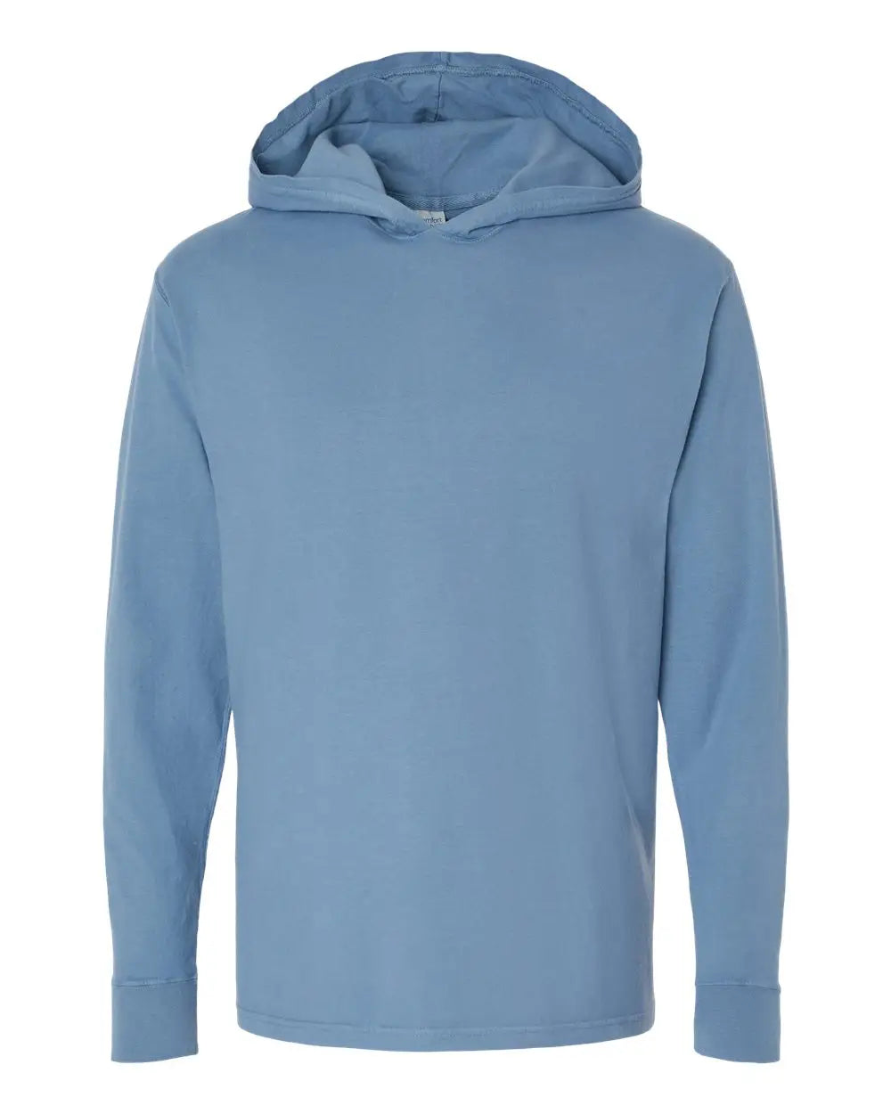 Comfortwash by Hanes Gdh280 Garment-dyed Jersey Hooded Long Sleeve T-shirt - Saltwater - Gray / s