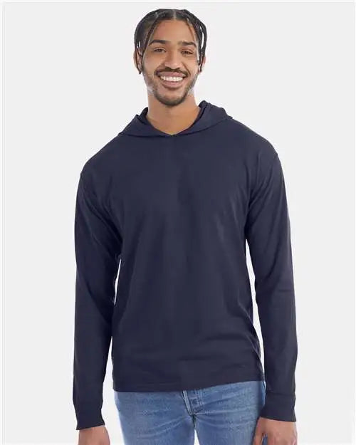 Comfortwash by Hanes Gdh280 Garment-dyed Jersey Hooded Long Sleeve T-shirt - Anchor Slate