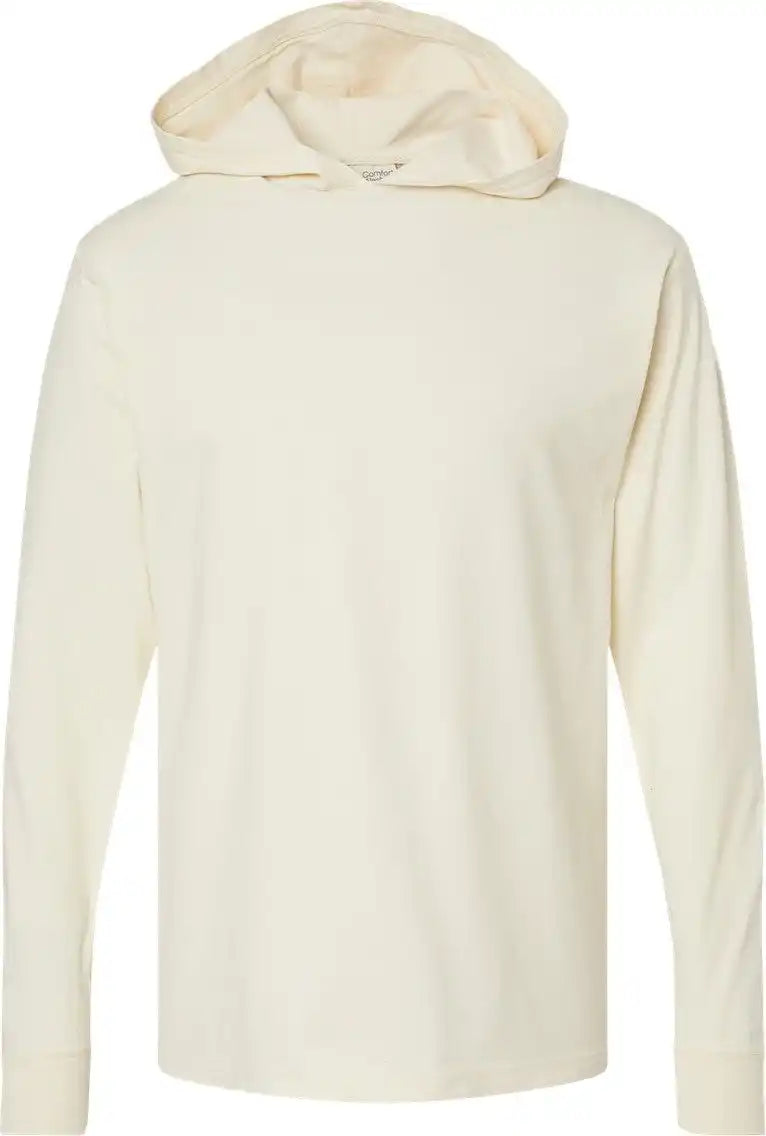 Comfortwash by Hanes Gdh280 Garment-dyed Jersey Hooded Long Sleeve T-shirt - Parchment - s