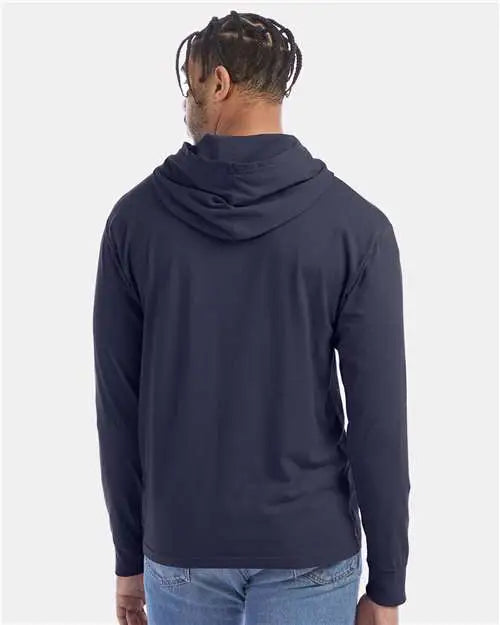 Comfortwash by Hanes Gdh280 Garment-dyed Jersey Hooded Long Sleeve T-shirt - Anchor Slate