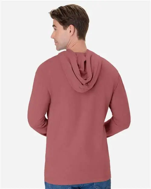 Comfortwash by Hanes Gdh280 Garment-dyed Jersey Hooded Long Sleeve T-shirt - Nantucket Red