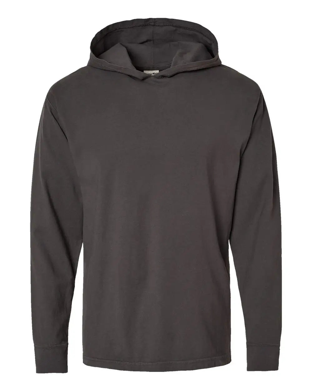 Comfortwash by Hanes Gdh280 Garment-dyed Jersey Hooded Long Sleeve T-shirt - New Railroad Grey - Dark Gray / s