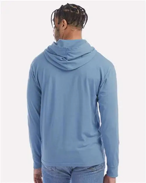 Comfortwash by Hanes Gdh280 Garment-dyed Jersey Hooded Long Sleeve T-shirt - Saltwater