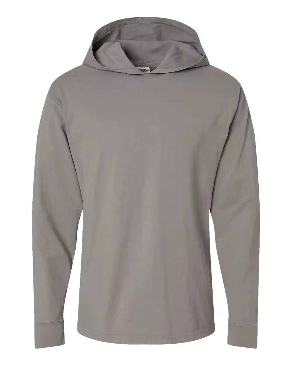 Comfortwash by Hanes Gdh280 Garment-dyed Jersey Hooded Long Sleeve T-shirt - Concrete Grey - s