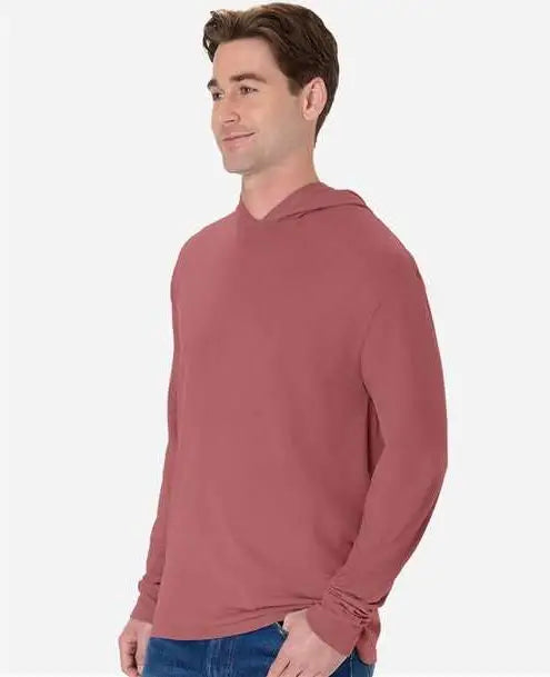 Comfortwash by Hanes Gdh280 Garment-dyed Jersey Hooded Long Sleeve T-shirt - Nantucket Red