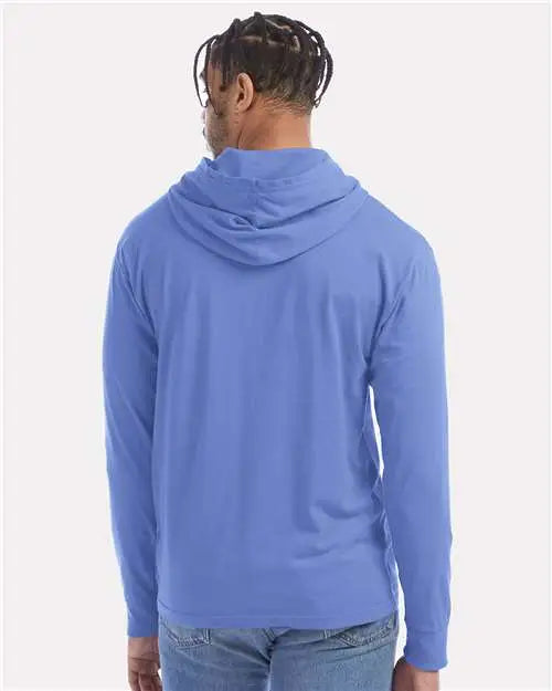 Comfortwash by Hanes Gdh280 Garment-dyed Jersey Hooded Long Sleeve T-shirt - Deep Forte Blue