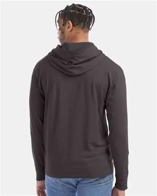 Comfortwash by Hanes Gdh280 Garment-dyed Jersey Hooded Long Sleeve T-shirt - New Railroad Grey